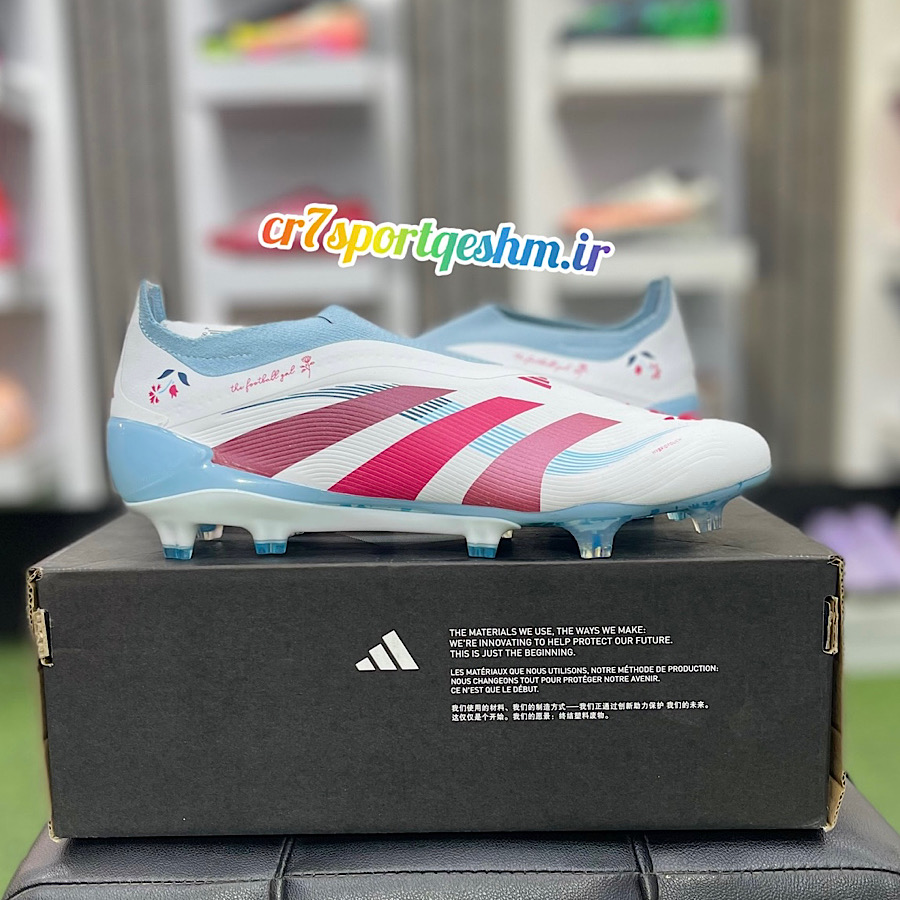 کفش فوتبال ادیداس پردیتور بدون بند سفید adidas predator  fg